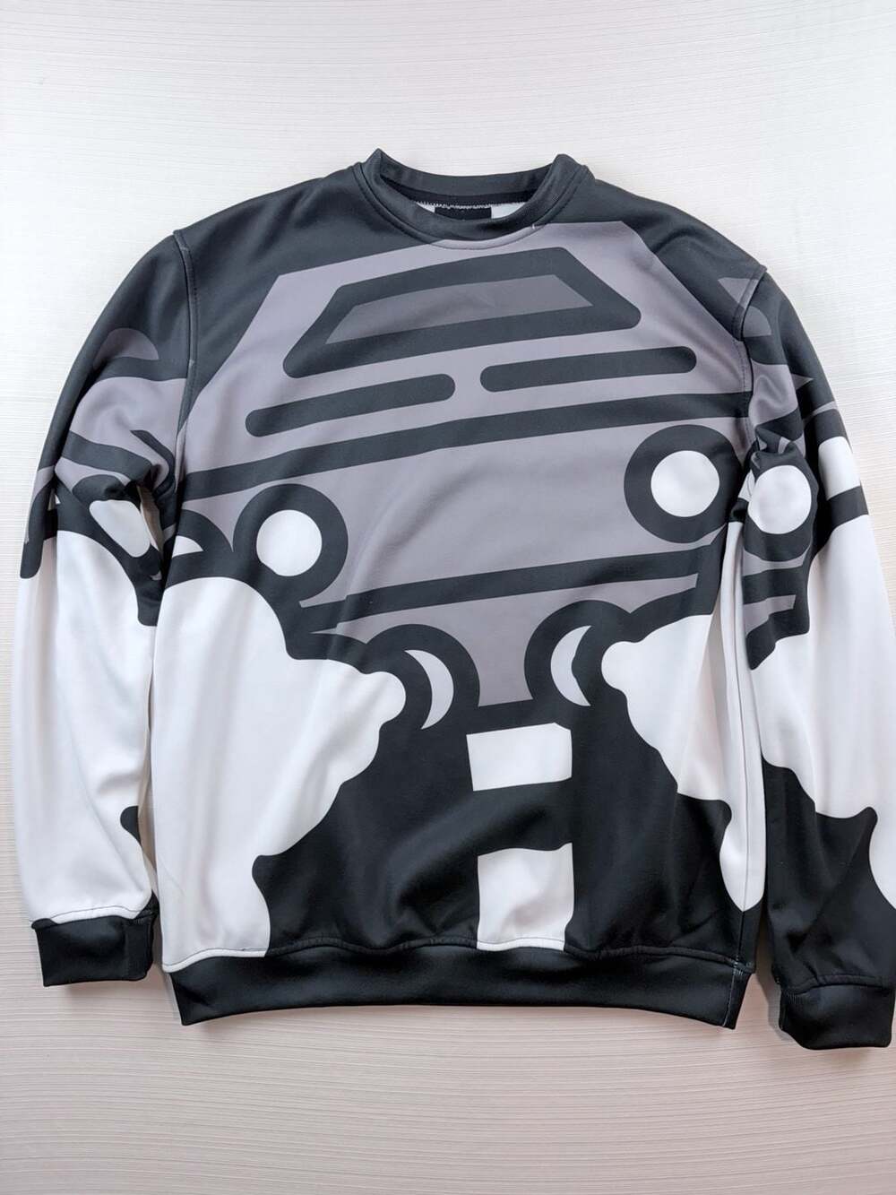 Fresh Hoods Graphic Pullover Sweatshirt Size L Black White Grey